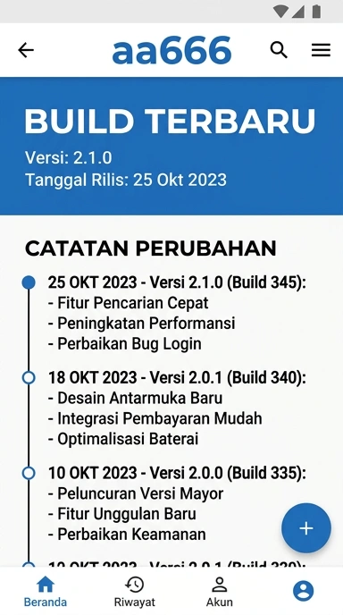 Riwayat Versi aa666 untuk Pengguna Android Indonesia