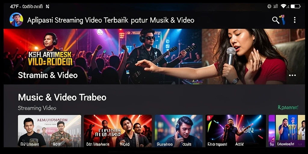 Antarmuka pengguna 47F dengan tampilan Streaming Video yang menarik.