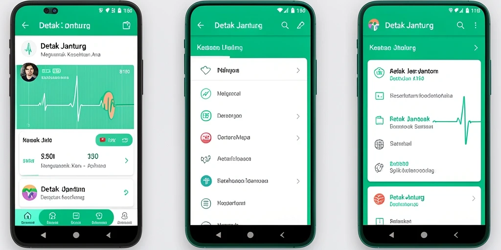 Antarmuka aplikasi Detak Jantung 8180 yang sederhana dan informatif.