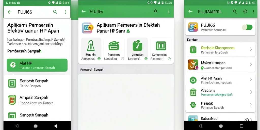 Screenshot antarmuka FUJI66 menampilkan fungsi pembersih sampah yang efisien.