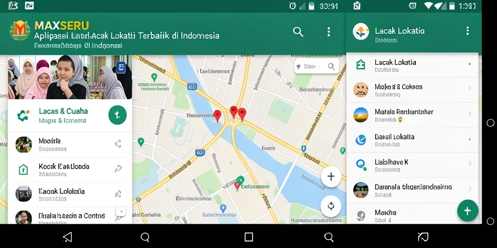Antarmuka aplikasi MAXSERU dengan fitur pelacakan lokasi yang jelas.