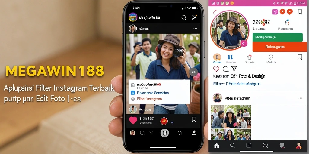Antarmuka MEGAWIN188 dengan fitur Filter Instagram yang menarik.