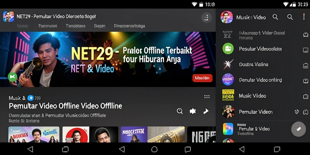 Tampilan antarmuka aplikasi NET29 di Pemutar Video Offline.
